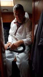 Feld der Freude: Lackierarbeiten im Schiff.
